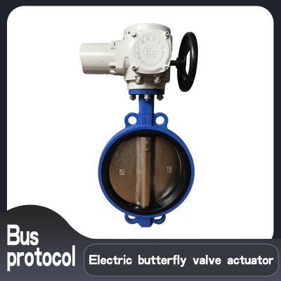 Wafer type electric butterfly valve  DN65  Angular stroke electric actuator