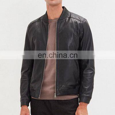 2021 hot sale new arrival with pocket plain dyed Motorcycle jacket black oversized leather jackets