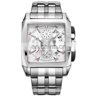 Hight Quality Megir Brand Luxury Men Watch Stainless Steel Square Quartz Watches