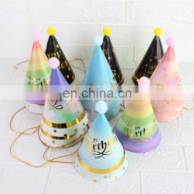 Colorful Birthday Hat Crown Happy Birthday Pattern Party Decorations Supplies Party Paper Hat