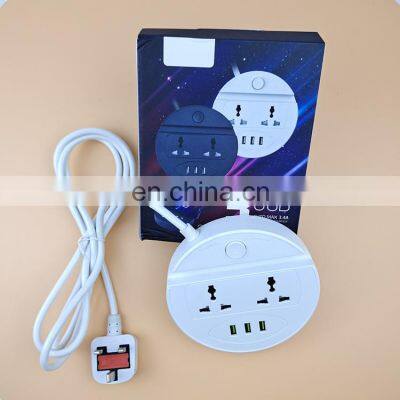 10A 250v Round Electrical Power UK Plug Universal Outlet Extension Socket 3 USB photo-2