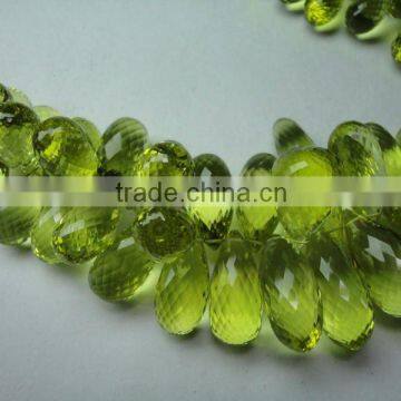 Lemon Quartz Briolette Beads Drops Strand