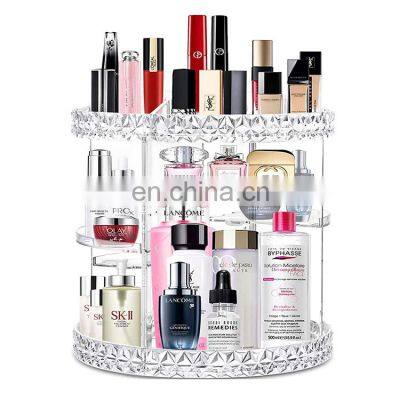 Clear Transparent large 360 degree rotation Cosmetic Storage Box 360 rotating makeup organizer