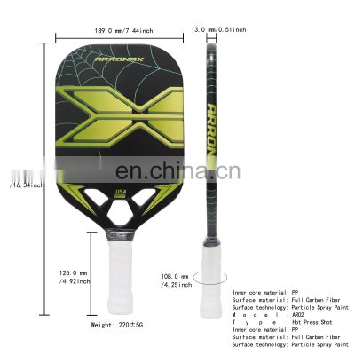 2023 New Arronax USAPA Approved 13MM Thickness Full Carbon Particle Spray Paint Surface PP Core Pickleball Racket