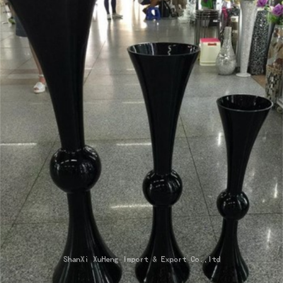 Black Colored Wedding Decoration Glass Flower Vase For Table Centerpieces White Flower Vase photo-2