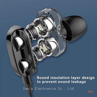 3.5mm In-ear Sports Game Headphones Earphone With Microphone Strong Bass Four Nuclear Double Circle Adjustable Volume photo-3