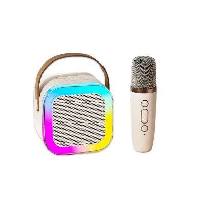 Hot Selling Mini Portable Karaoke Speaker with Wireless Microphone LED Light Karaoke Player K12