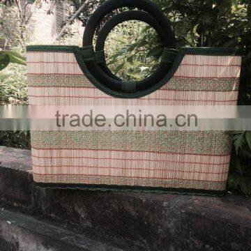 High quality best selling bamboo red line shopping bag with handle from vietnam