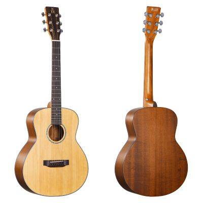 YAN 36-inch Round Body Spruce Solid Top Nanyang Backsides Mahogany Natural Color Folk Guitar Acoustic Guitar Factory SM-68