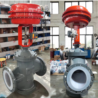 Пневматический V-образный шаровой клапан с фланцем, облицованным тефлоном – сверхстойкий к коррозии, для кислотных/щелочных сред