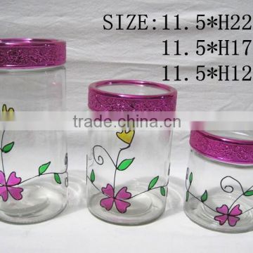 Hand-painted glass jar H1160-A