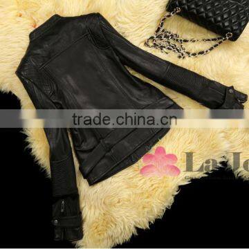 2016 New Fashion High Quality Washed Leather Jacket For Women 185