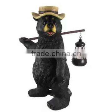 Funny Country Bear W/ Lantern Statue Outdoor Figure