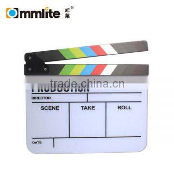 Commlite Acrylic Clapboard Dry Erase Director Colorful Film Movie Clapper Board Slate with White Sticks(9.85x11.8 inch)