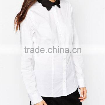 Floral Collar Matching Color Women Shirt Long Sleeves Women Blouse OEM Service photo-4