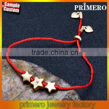 Adjustable Red Rope Good Luck Star Rhineston 18K Gold Bracelet