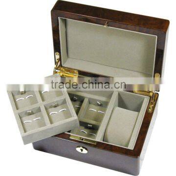 Luxury Wood Cufflinks and Watch Storage Case