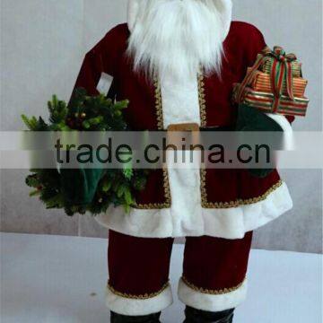 XM-A6071 plush 48 inch indoor inflatable santa christmas ornament with gifts and lighted tree circle