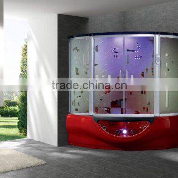 Red acrylic steam sauna shower spa bathtub with MP3/TV G160I