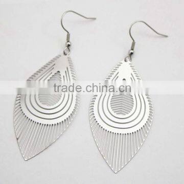 2016 New Arrival Charm Stainless Steel Leaf Earrings photo-3