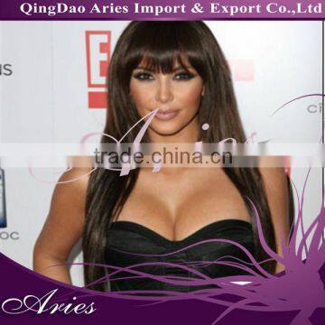 High Quality Indian Hair Front Lace Wigs With bangs,celebrity wig