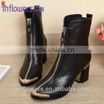 Customized round toe handmade genuine leather boots women ankle boot