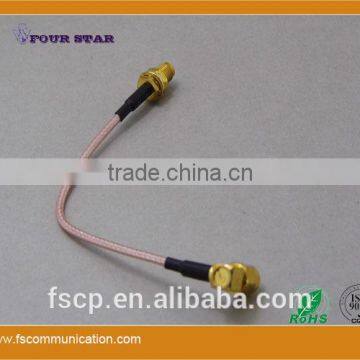 RG316 Cable Assembly with SMA Male Right Angle Crimp to SMA Female Bulkhead Crimp Connectors