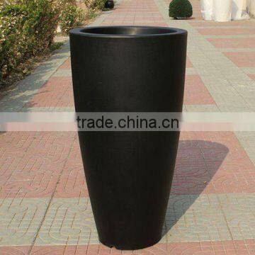 Large size black tall plastic garden flower pot for outdoor deco