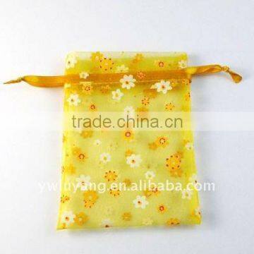 Printed Drawstring Organza Souvenir Bag For Brithday Gifts