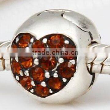 European style sterling silver Clip Beads With Austrian Crystal