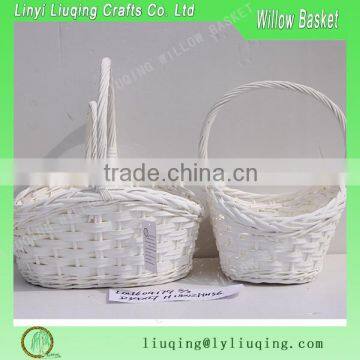 Cheap white willow baskets with handles for flowers