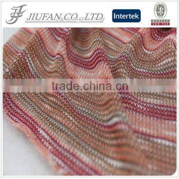 Jiufan Textile Cut & Sew Polyester Rayon Yarn Dyed Knit Fabric For Garment Sweater