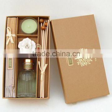 Eco-friendly glass bottle with essential oil reed diffuser with incense stick