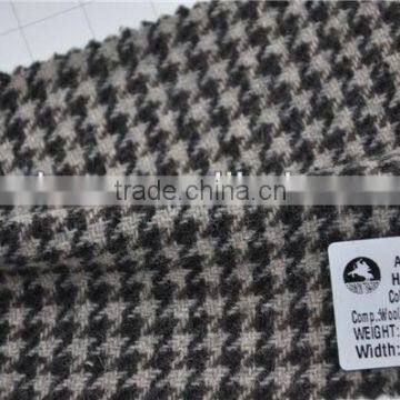 Hot high quality brown wool polyester hounds tooth woolen fabric for fall and winter coats