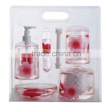 5pcs fassional flower design plastic oil floating acrylic Bathroom Accessories Set