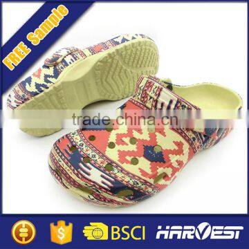 wholesale custom women printing holey soles clog