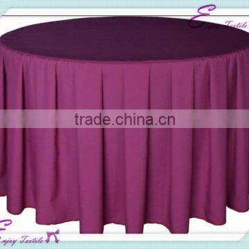 YHT#13 pleats round plain dyed polyester banquet wedding wholesale cheap table cloth cover linen                        
                                                Quality Choice