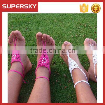 V-991Newest fashion flower cute white baby sandals foot Jewelry handmade bracelet anklet chain