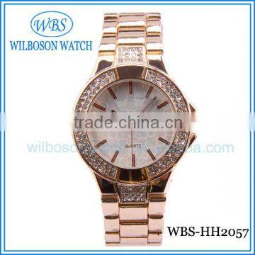 Good quality fashion pink crystal watch for women