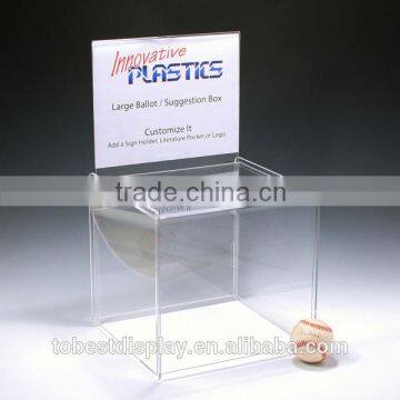 innovative clear desktop acrylic suggestion box,plastic ballot box,acrylic ballot box with header manufacturer