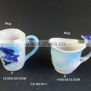 Ceramic tea or coffee cup dolphin design