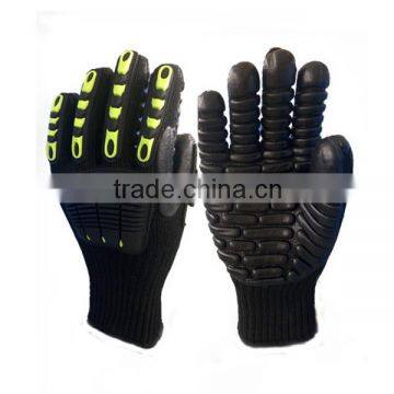 Black Rubber Anti-vibration TPR Back Working Gloves