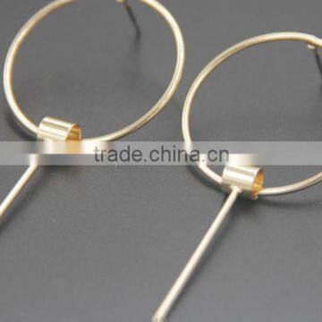New Arrival Woman Fashion Simplicity Circle Brass Stud Earrings photo-3