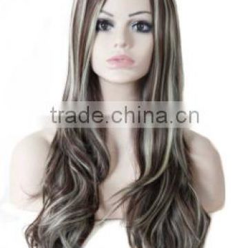 26" Synthetic Ombre Grey Wig Long Curly Wig African American Wig For Black Women Heat Resistant Hair Cheap Cosplay Wig