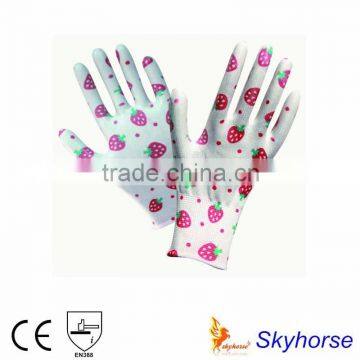 13G Nylon Liner PU Coated Women's Gardening Gloves