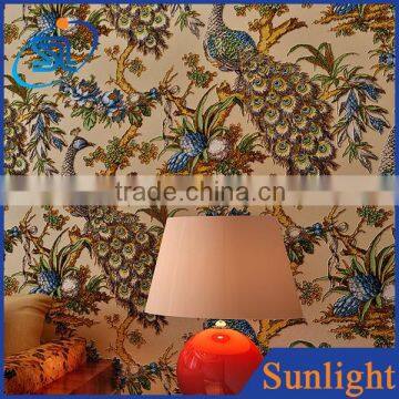 gorgeous peacock pattern background wallpapers luxury non-woven wallcovering