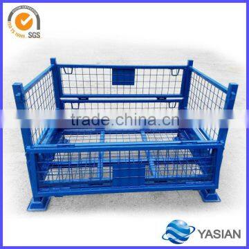 collapsible stackable metal steel wire mesh pallet and crate for transport