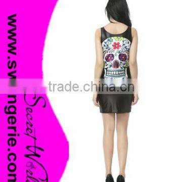 2015 Autumn Skull Galaxy Slim One-piece Colorful Printing Tank Dress photo-4