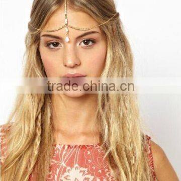 Bohemian Rhinestone Gold Headpiece Head Chain Hairband Jewelry Wedding Bridal Bride Hair Accessories