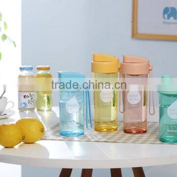 BPA Free clear plastic joyshaker drinking water bottle with handle